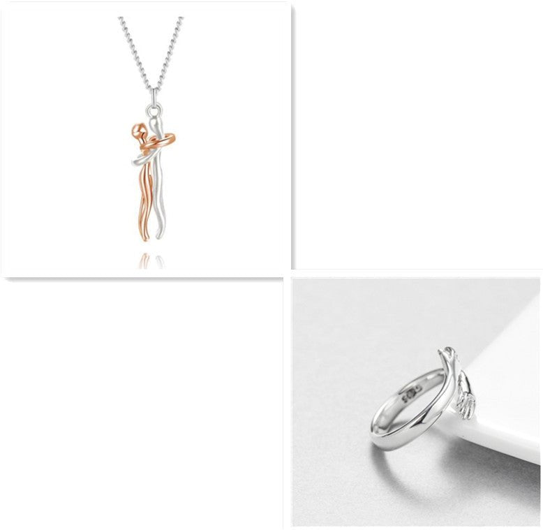 Ancient Energy unisex Simple Love Hug Necklace featuring a heart-shaped pendant, perfect for couple jewelry and Valentine's Day gift.