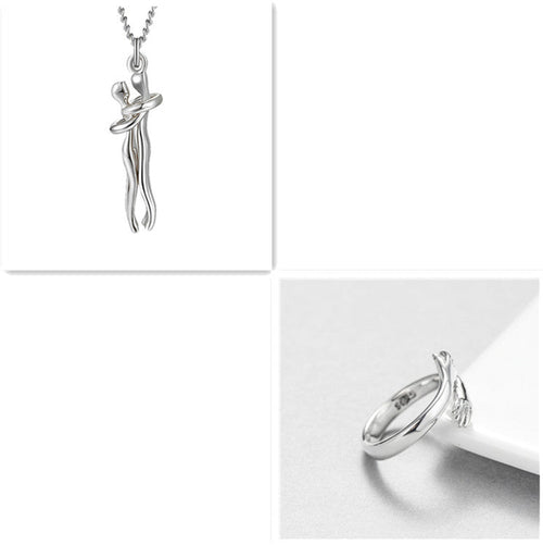 Unisex Simple Love Hug Necklace by Ancient Energy, featuring a minimalist couple jewelry design for Valentine's Day.