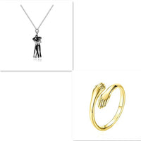 Unisex Simple Love Hug Necklace by Ancient Energy, featuring a minimalist heart-shaped pendant for couples Valentine's Day jewelry.