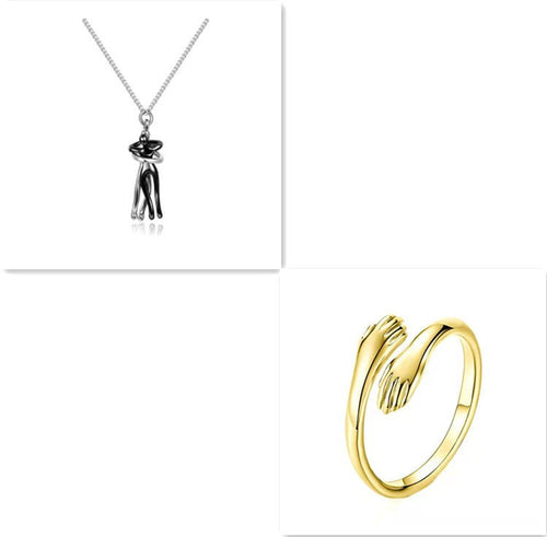 Unisex Simple Love Hug Necklace by Ancient Energy, featuring a minimalist heart-shaped pendant for couples Valentine's Day jewelry.