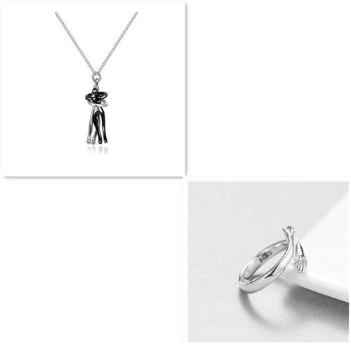 Unisex Simple Love Hug Necklace by Ancient Energy, featuring a heart-shaped pendant, ideal for couples' jewelry and Valentine's Day.