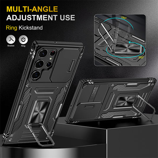 Ancient Energy sliding window ring bracket multifunctional phone case with adjustable stand and protective cover for smartphones.