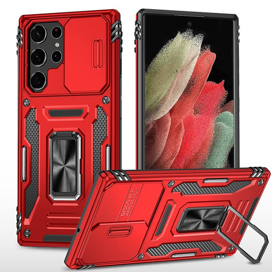 Ancient Energy sliding window ring bracket multifunctional phone case with adjustable stand and grip feature.