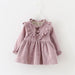 Baby girl spring Korean dress with corduroy skirt and blouse, featuring a cute, lightweight design for children by Ancient Energy.