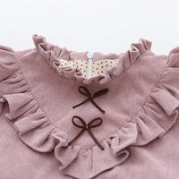 Baby girl spring dress with Korean style, corduroy skirt and blouse, by Ancient Energy, perfect for spring children's wear.