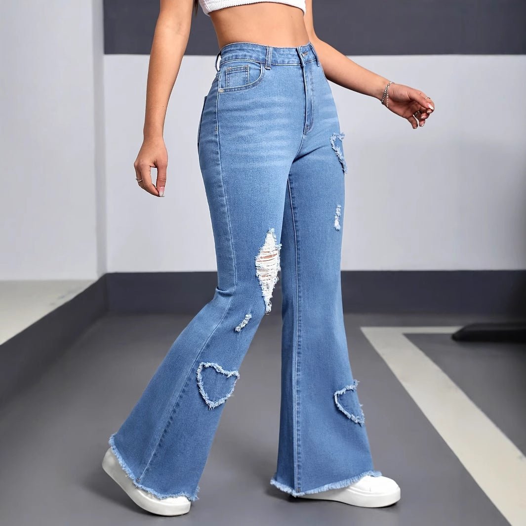 Pair of stylish casual denim jeans for women by Ancient Energy, featuring a classic fit and modern design.