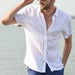 Ancient Energy men's summer short-sleeved casual button-up shirt, lightweight and comfortable for warm weather wear.