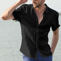 Men's summer short-sleeved casual button-up shirt from Ancient Energy, lightweight and comfortable men's clothing top.