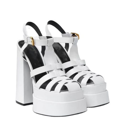 Ancient Energy summer thick high heels with fish mouth design, stylish European and U.S. fashion footwear
