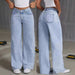 High waist straight jeans for women in sweet and spicy style by Ancient Energy, featuring a classic denim look and fitted silhouette.