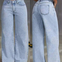 Ancient Energy women's high waist straight jeans in sweet and spicy style, showcasing classic denim fit and design.