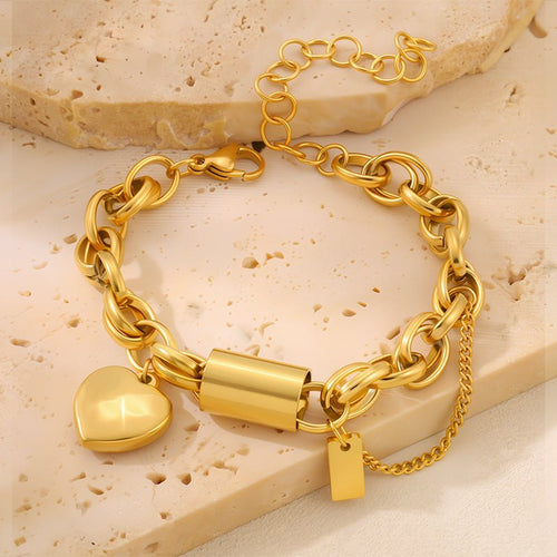 Titanium bracelet with a heart-shaped pendant from Ancient Energy, featuring a sleek, versatile design suitable for daily wear.