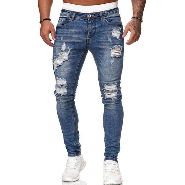 Vintage wash skinny jeans for men by Ancient Energy, showcasing casual street-style denim trousers with a fitted silhouette.