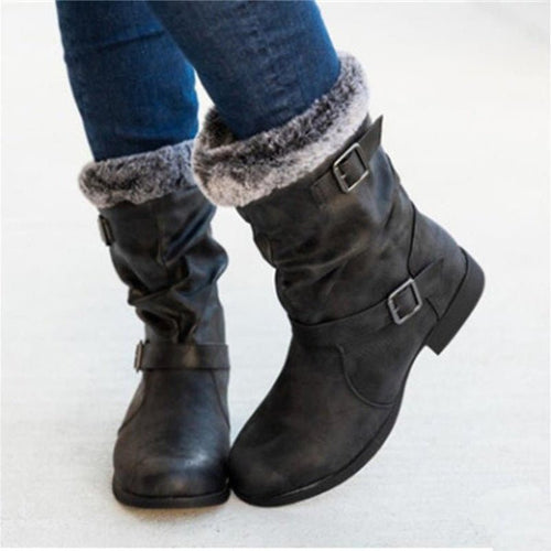 Warm women's snow boots by Ancient Energy featuring stylish European and American winter fashion, perfect for autumn and winter.