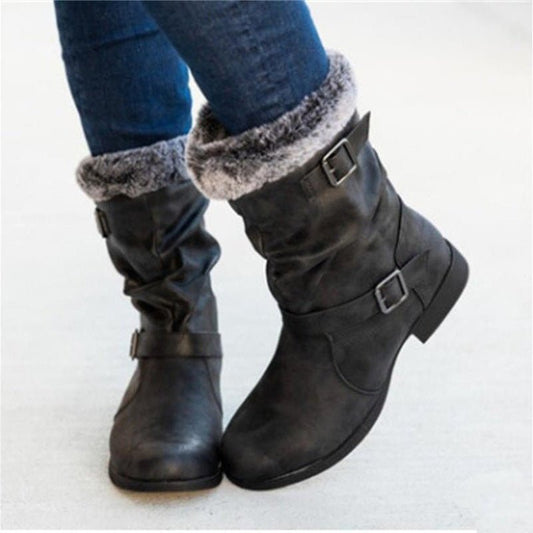 Warm women's snow boots by Ancient Energy featuring stylish European and American winter fashion, perfect for autumn and winter.