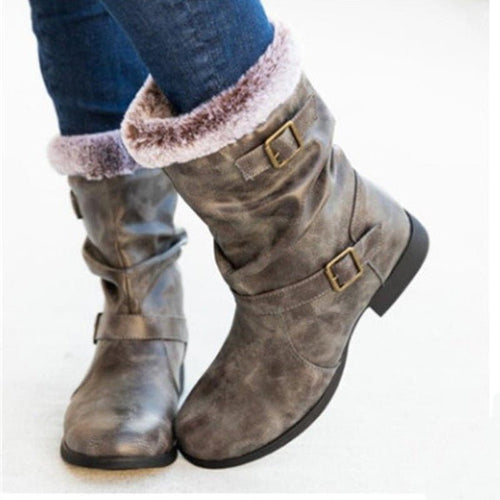 Warm Women's Snow Boots by Ancient Energy, stylish European and American winter Martin boots with cozy insulation.