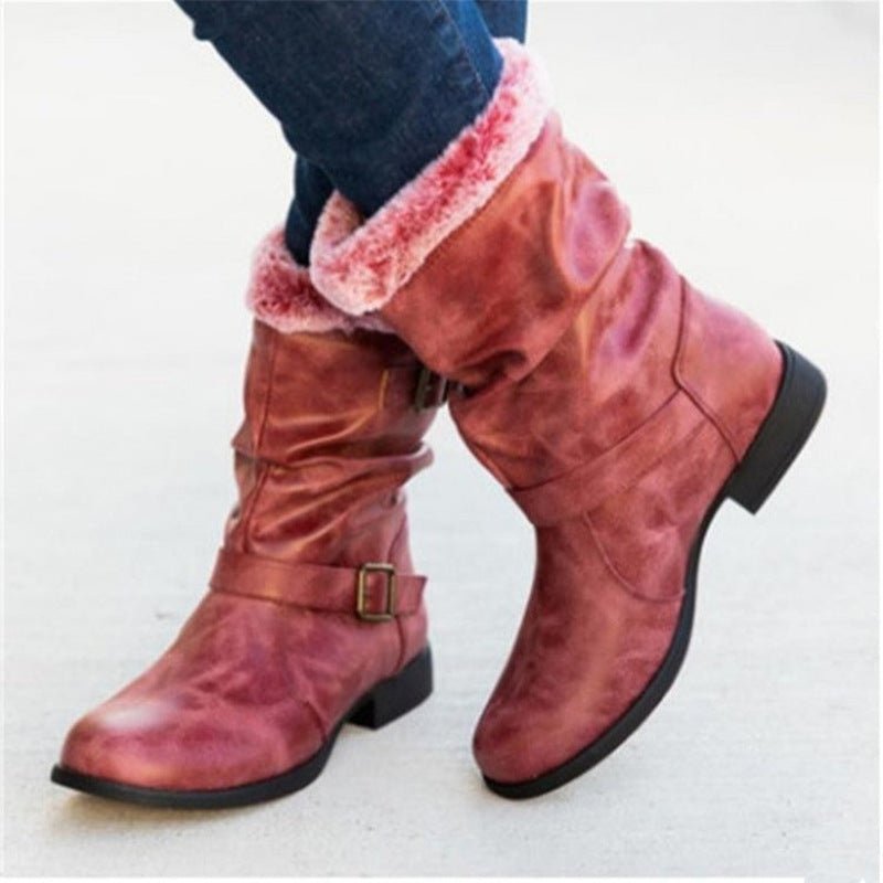 Warm women's snow boots by Ancient Energy, stylish European and American Martin boots for autumn and winter wear.