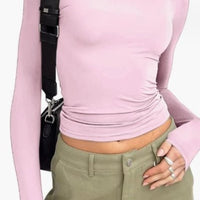 Ancient Energy women's slim long-sleeved pullover top in solid color, casual fit, stylish for everyday wear.