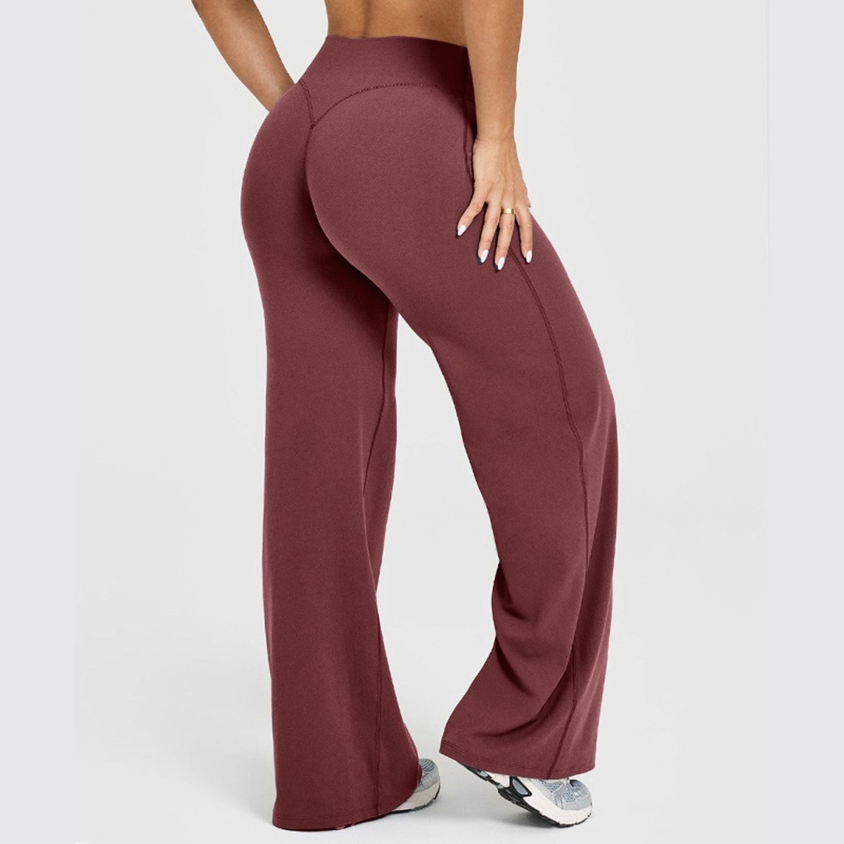 Women's straight-leg yoga pants by Ancient Energy, comfortable exercise and fitness trousers for active wear.