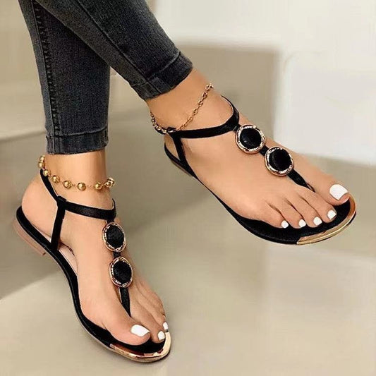 Women's casual flat thong beach sandals by Ancient Energy with comfortable design and lightweight summer style.