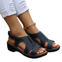 Women's Velcro cutout chunky sole open toe sandals by Ancient Energy, featuring large open toe design and secure Velcro straps.