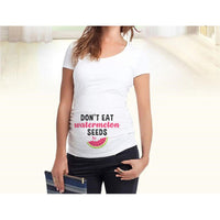 Women’s slim maternity T-shirt by Ancient Energy with funny letter design, O-neck style, suitable for pregnancy.