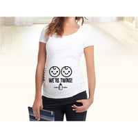 Slim maternity women's T-shirt by Ancient Energy featuring funny letter print, O-neck style, designed for pregnancy comfort.