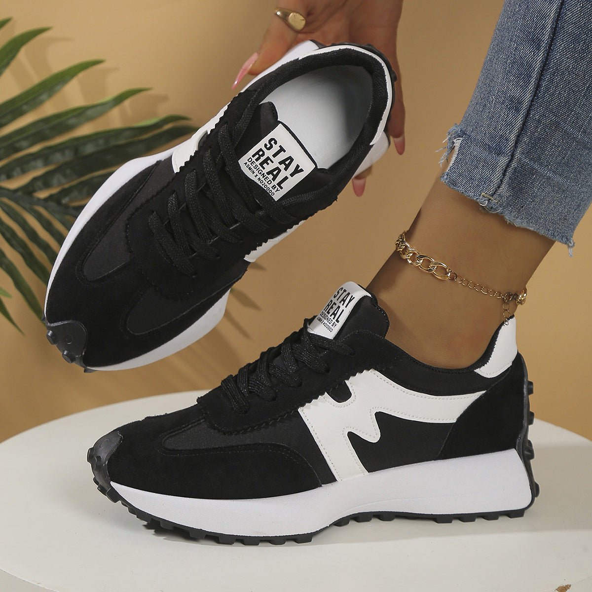Women's chunky-soled sneakers by Ancient Energy with lace-up casual design, featuring a bold and stylish footwear look.