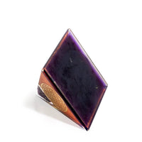 Ancient Energy Flower of Life Copper Orgone Pyramid with Amethyst crystal, handcrafted spiritual healing and energy balancing accessory.