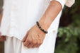 Ancient Energy triple protection bracelet with tiger's eye, hematite, and obsidian beads, 7.5 inches long.
