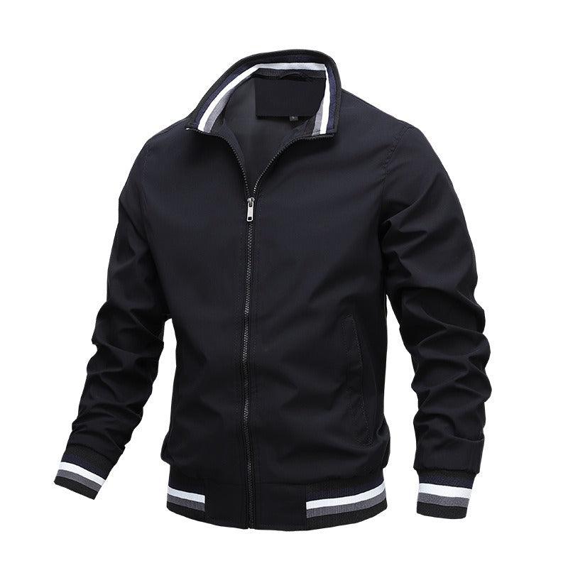 Autumn and Winter Men's Stand Collar Casual Zipper Jacket Outdoor Sports Coat Windbreaker Jacket for Men Waterproof Bomber - MANDOTOS
