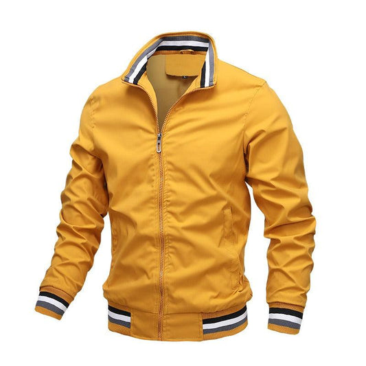 Autumn and Winter Men's Stand Collar Casual Zipper Jacket Outdoor Sports Coat Windbreaker Jacket for Men Waterproof Bomber - MANDOTOS