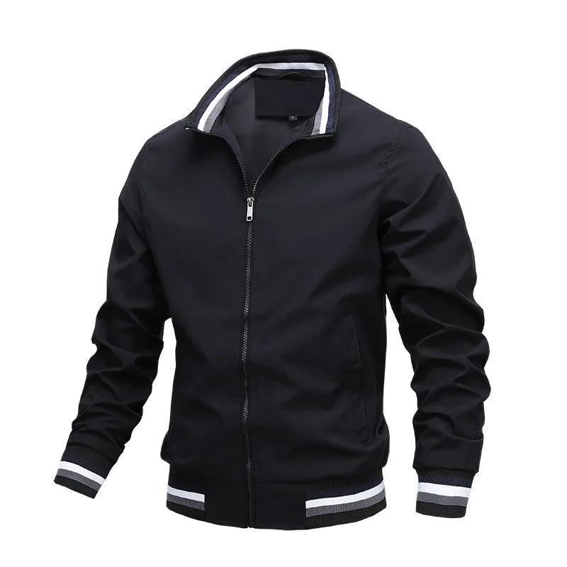 Autumn and Winter Men's Stand Collar Casual Zipper Jacket Outdoor Sports Coat Windbreaker Jacket for Men Waterproof Bomber - MANDOTOS