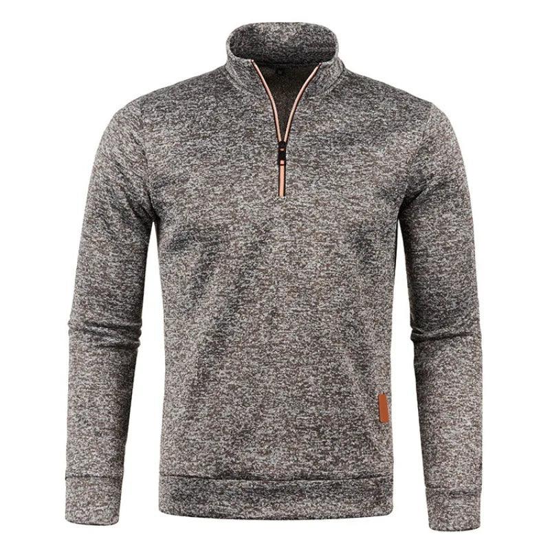 Autumn Men's Half Zipper Sweatshirts Long Sleeve Solid Color Pullover Turtleneck Streetwear Winter Warm Jacket Sport Coats - MANDOTOS
