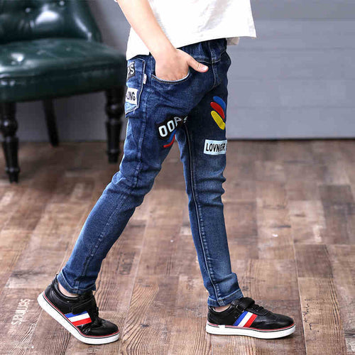 Boys' velvet one-piece jeans for autumn and winter by Ancient Energy, featuring warm, cozy fabric and casual style.
