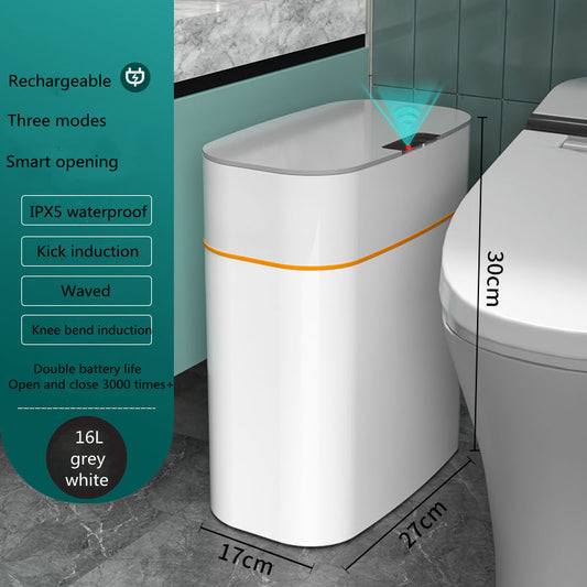 Smart Trash Can with Automatic Opening and Multiple Functions - White ABS Material - MANDOTOS0