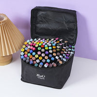 Ancient Energy 120 colors manga brush marker pens set with student markers, showcasing vibrant ink colors and brush tip designs.
