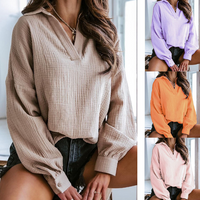 Chic Lantern Sleeve Cotton Shirt