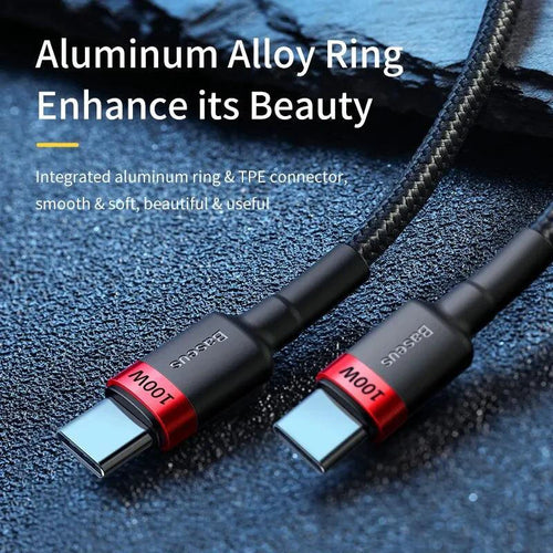 Baseus USB Type C to USB C cable for iPhone 15, MacBook, Xiaomi, Samsung, 100W fast charging, durable charger cord.