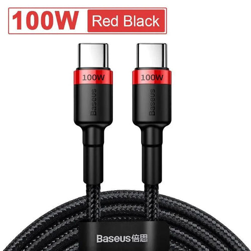 Baseus USB Type C to USB C cable for iPhone 15, MacBook, Xiaomi, Samsung, fast charging 100W/5A PD charger cord.