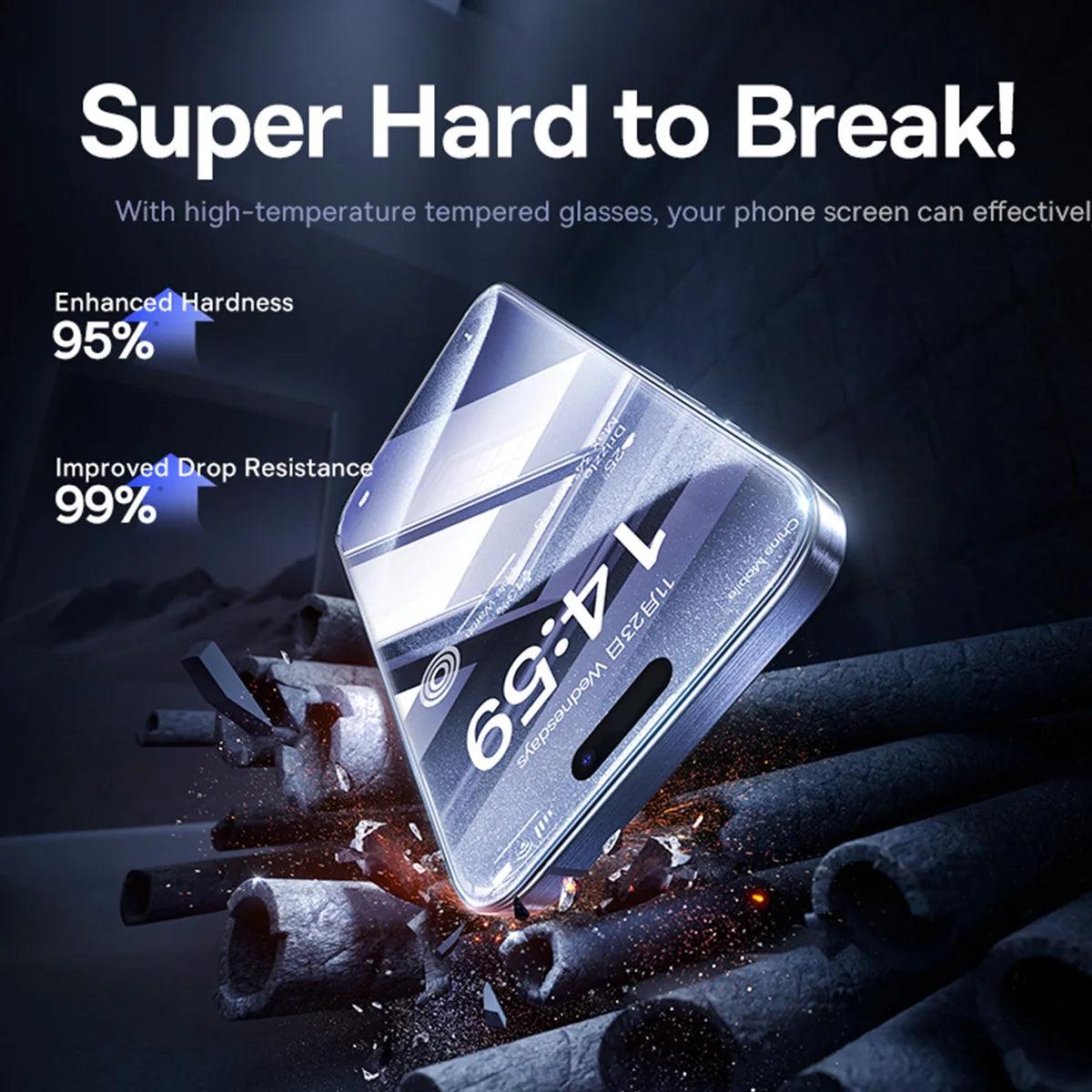 Baseus Tempered Glass for iPhone 16 Pro Max Plus Screen Protector for iPhone 15 14 13 12 11 Pro Max Clear Edge Anti-Peeping Film - MANDOTOS