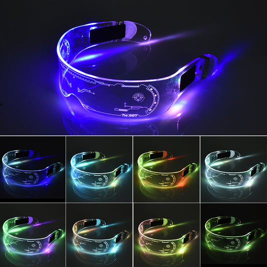 LED Luminous Glasses Party Bar Disco Punk Glasses Futuristic Style Festival Goggles Decoration Gifts - MANDOTOS
