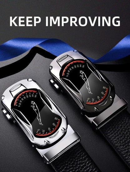 Belts for 3.5cm Width Sports Car Brand Fashion Automatic Buckle Black Genuine Leather Men's Jeans High Quality Waist Male Strap - MANDOTOS