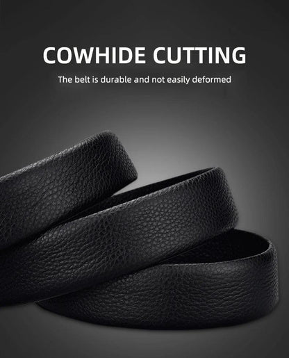 Belts for 3.5cm Width Sports Car Brand Fashion Automatic Buckle Black Genuine Leather Men's Jeans High Quality Waist Male Strap - MANDOTOS