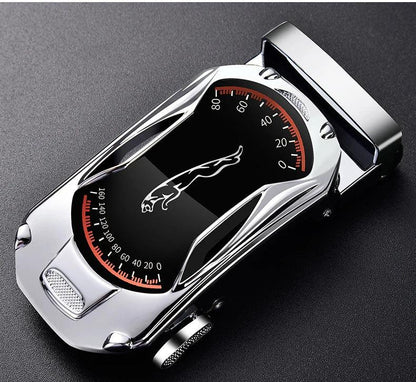 Belts for 3.5cm Width Sports Car Brand Fashion Automatic Buckle Black Genuine Leather Men's Jeans High Quality Waist Male Strap - MANDOTOS