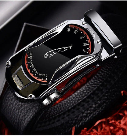 Belts for 3.5cm Width Sports Car Brand Fashion Automatic Buckle Black Genuine Leather Men's Jeans High Quality Waist Male Strap - MANDOTOS