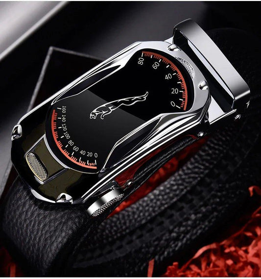 Belts for 3.5cm Width Sports Car Brand Fashion Automatic Buckle Black Genuine Leather Men's Jeans High Quality Waist Male Strap - MANDOTOS