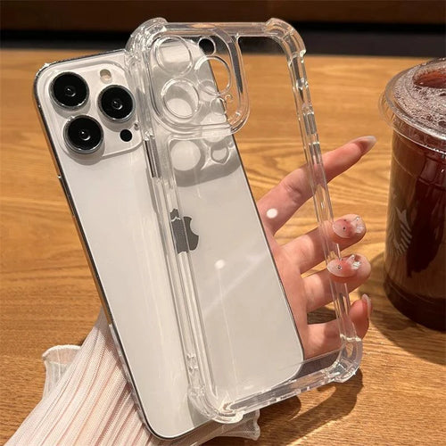Transparent shockproof iPhone case by BIBIBALL for models 11 to 15, showcasing clear bumper design and durable protection.