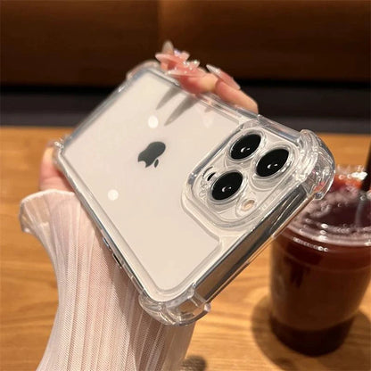 Luxury shockproof transparent iPhone case by BIBIBALL for iPhone 11 to 15, featuring bumper protection and clear design.