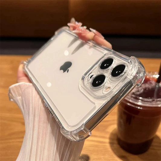 Luxury shockproof transparent iPhone case by BIBIBALL for iPhone 11 to 15, featuring bumper protection and clear design.